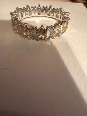 Silver Eternity Ring with Champagne Stones - Women Jewelry